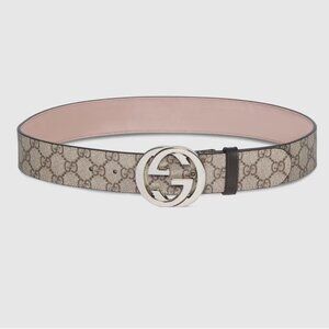 Gucci Interlocking G Buckle GG Supreme Canvas Belt Beige 95 B US 38